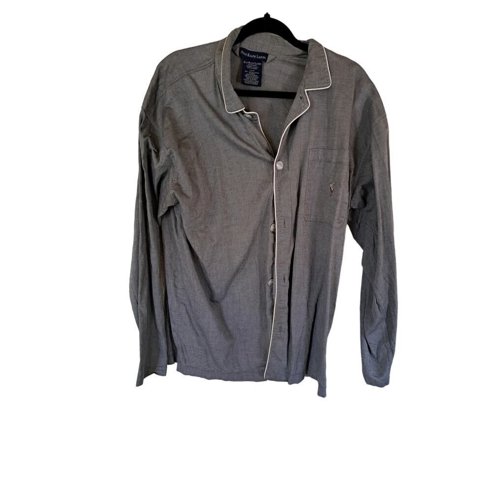 POLO by RALPH LAUREN Gray Long Sleeve Button down Pajama Top size large